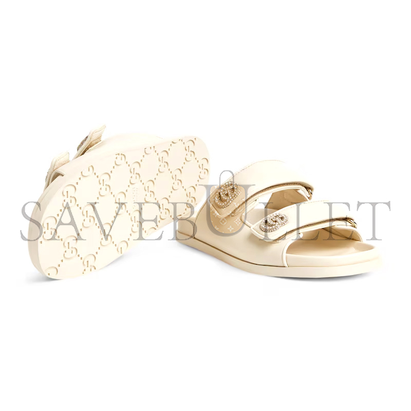 GUCCI WOMEN'S SANDAL WITH CRYSTAL DOUBLE G 816633